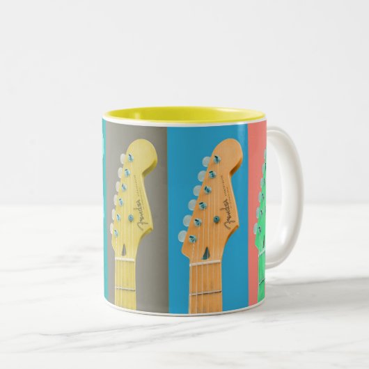 Guitar Girl modern pastel kleurrijke muziek Tweekleurige Koffiemok (Voorkant rechts)