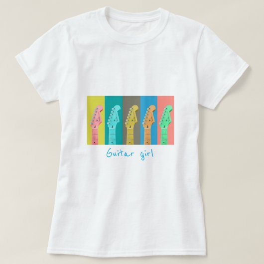 Guitar girl pastel retro moderne muziek t-shirt (Design voorkant)