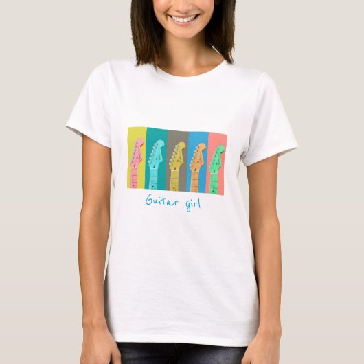 Guitar girl pastel retro moderne muziek t-shirt (Voorkant)