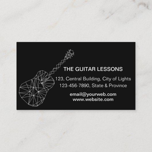 Guitar Gold Music Teacher DJ Musician Geometric Visitekaartje (Achterkant)