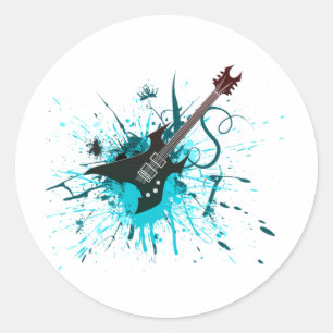 Guitar Graffiti - Emo Rock Music Band Alternative Ronde Sticker