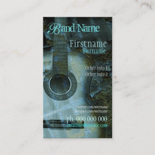 GUITAR Grunge Fantasy Verticaal Visitekaartje (Voorkant)