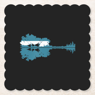 Guitar Guitar Lake Shadow Love Guitar Musician Kartonnen Onderzetters