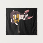 Guitar Guitarist Frenchie Bulldog Gift Wandkleed (Voorkant (horizontaal))