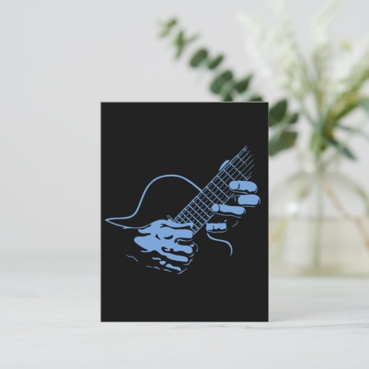 Guitar Hands II-blu Briefkaart (Staand voorkant)