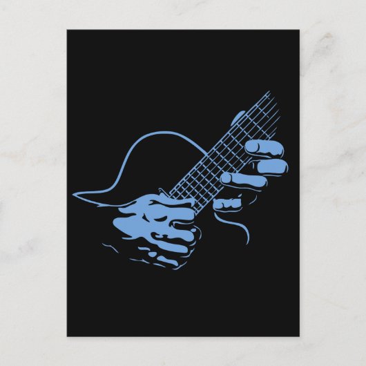 Guitar Hands II-blu Briefkaart (Voorkant)