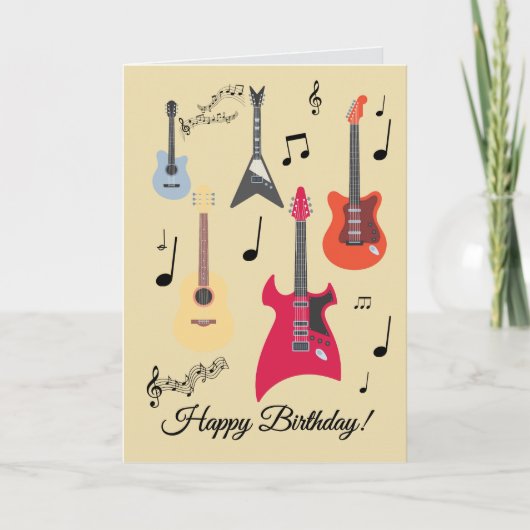 Guitar Happy Birthday Card Feestdagen Kaart (Voorkant)