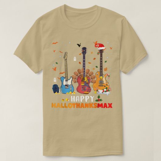 Guitar Happy Hanksmas Halloween Thanksgiving T-shirt (Design voorkant)