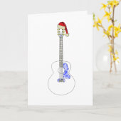 Guitar Happy Kerstmis Minimalistic Tekening Kaart (Gele Bloem)