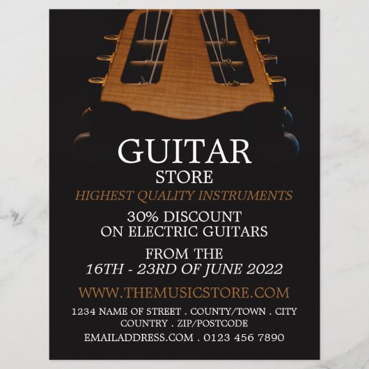 Guitar Head, Musical Instrument Store Flyer (Voorkant)
