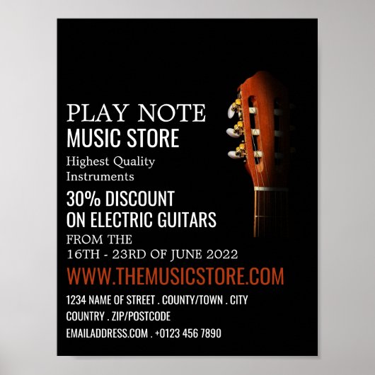 Guitar Head, Musical Instrument Store Poster (Voorkant)