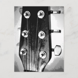 Guitar Head Strings voor Pegs Artsy Black White Briefkaart