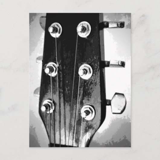 Guitar Head Strings voor Pegs Artsy Black White Briefkaart (Voorkant)