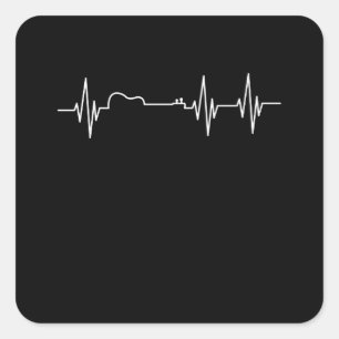 Guitar Heartbeat Pulse maakt muziek Vierkante Sticker