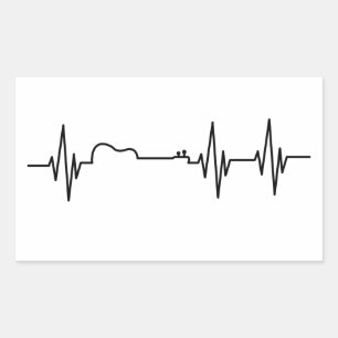 Guitar Heartbeat Pulse Make Music Square Sticker