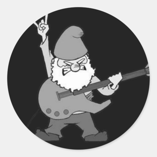 Guitar Hero Gnome Ronde Sticker (Voorkant)