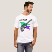 Guitar Hero Music Retro Illustration aangepast T-s T-shirt (Voorkant volledig)