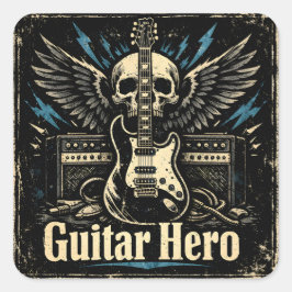 Guitar Hero – Rock Player Icon Vierkante Sticker