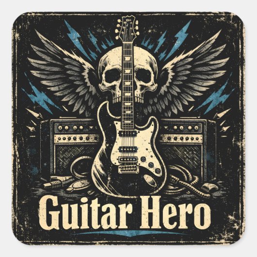 Guitar Hero – Rock Player Icon Vierkante Sticker (Voorkant)