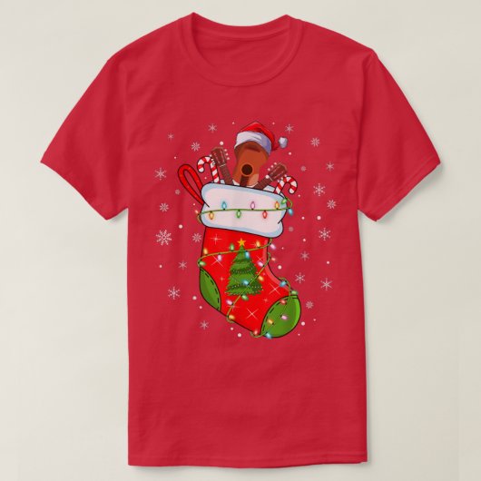 Guitar In Christmas Socks Funny Santa Guitar Xmas  T-shirt (Design voorkant)