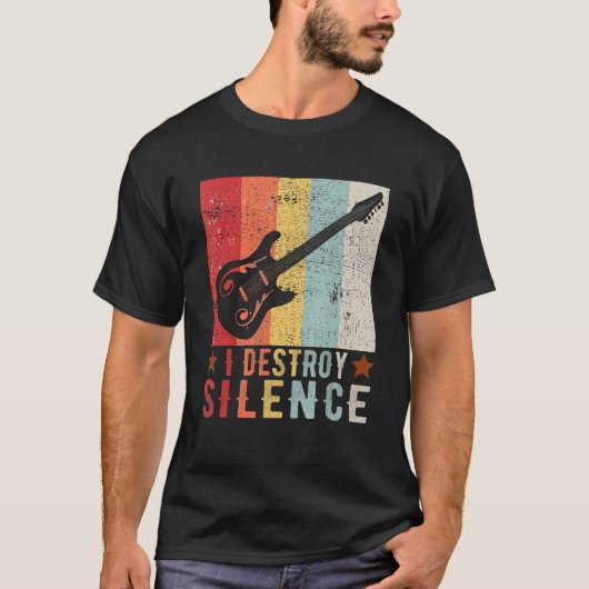 Guitar Instrument I Destroy Silence white 1 T-shirt (Voorkant)