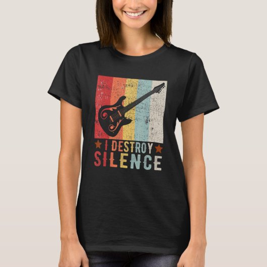 Guitar Instrument I Destroy Silence white 1 T-shirt (Voorkant)