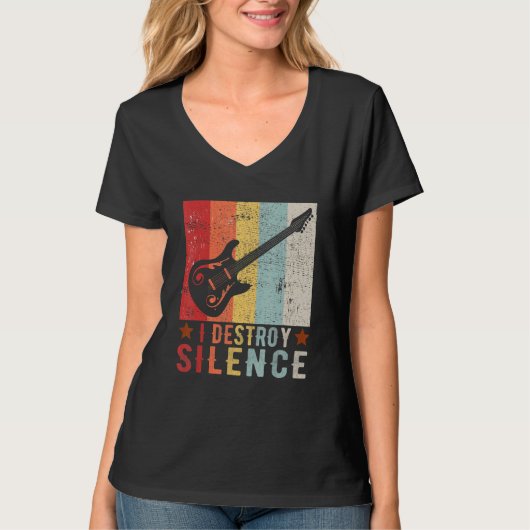 Guitar Instrument I Destroy Silence white 1 T-shirt (Voorkant)