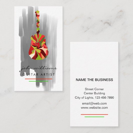 Guitar Instrument Music Teacher DJ Event Manager Visitekaartje (Voorkant / Achterkant)