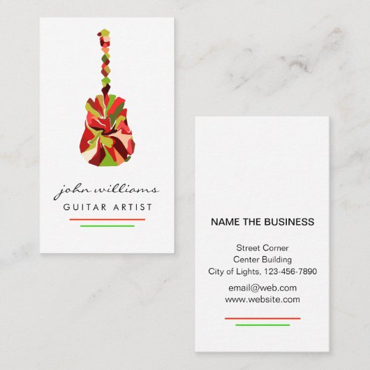 Guitar Instrument Music Teacher DJ Event Manager Visitekaartje (Voorkant / Achterkant)