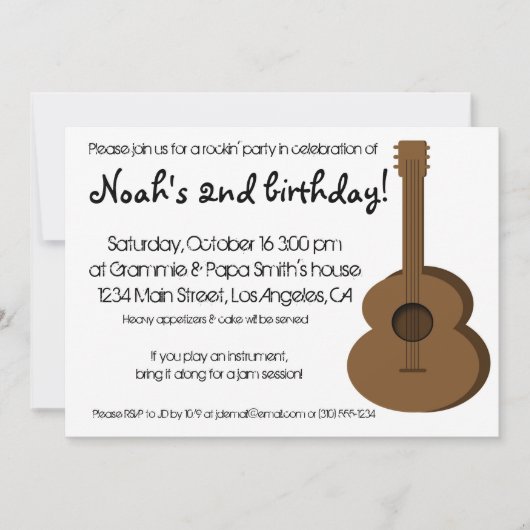 Guitar Invitation Kaart (Voorkant)