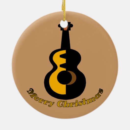 Guitar kerstboomversiering keramisch ornament (Achterkant)