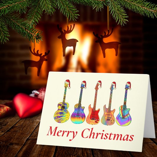Guitar Kerstmis Funny Psychedelic Festive Music H Feestdagen Kaart