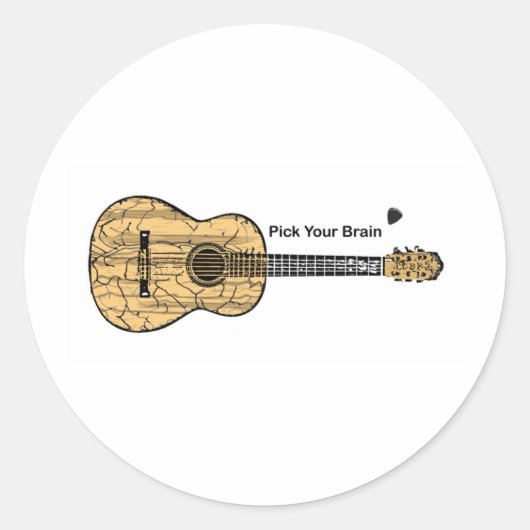 Guitar: Kies je brein Ronde Sticker (Voorkant)