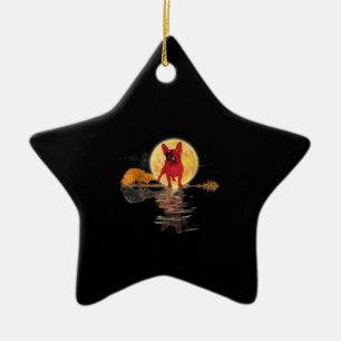 Guitar Lake Halloween Scary Bulldog Moon Keramisch Ornament