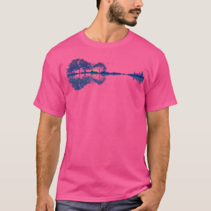 Guitar Lake Reflections in Blue Music Lovers Gitaa T-shirt
