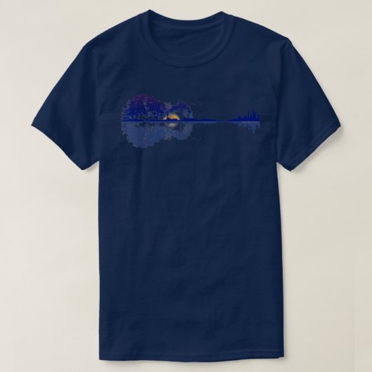 Guitar Lake Reflections in Blue Music Lovers T-shirt (Design voorkant)
