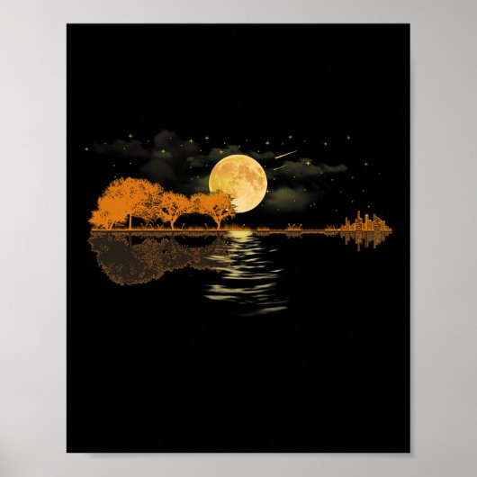 Guitar Lake Reflections Love Musician Poster (Voorkant)