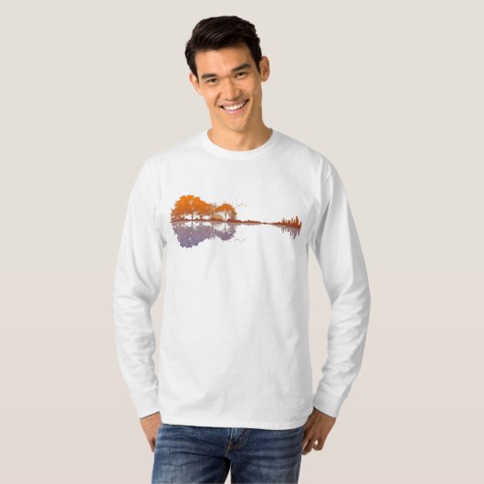 Guitar Lake Reflections Music en Guitar Lover T-shirt (Voorkant volledig)