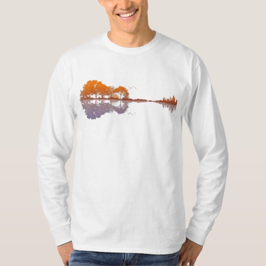 Guitar Lake Reflections Music en Guitar Lover T-shirt (Voorkant)