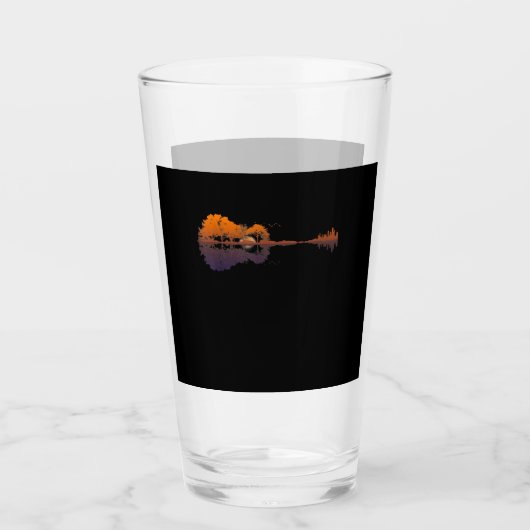Guitar Lake Shadow Love Guitar Gift Music Lovers Glas (Voorkant)