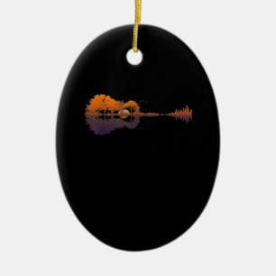 Guitar Lake Shadow Love Guitar Gift Music Lovers Keramisch Ornament