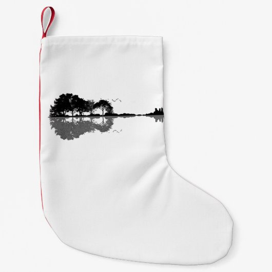 Guitar Lake Shadow Love Guitar Gift Music Lovers Kleine Kerstsok (Voorkant)