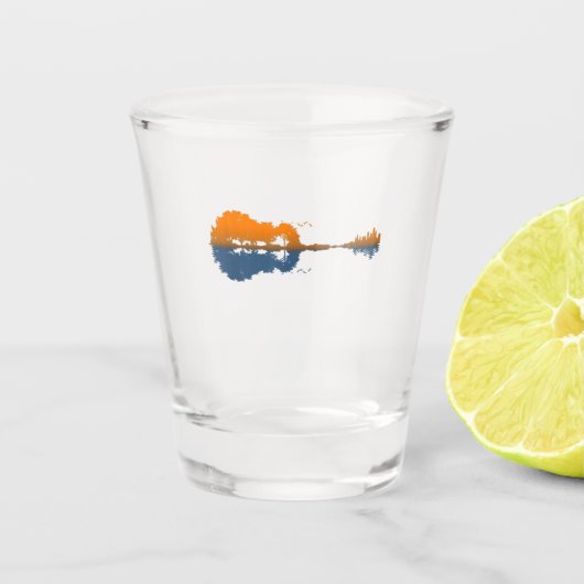 Guitar Lake Shadow Love Guitar Gift Music Lovers Shot Glas (Voorkant)