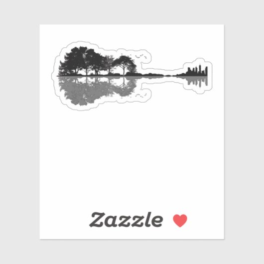 Guitar Lake Shadow Love Guitar Gift Music Lovers Sticker (Vel)