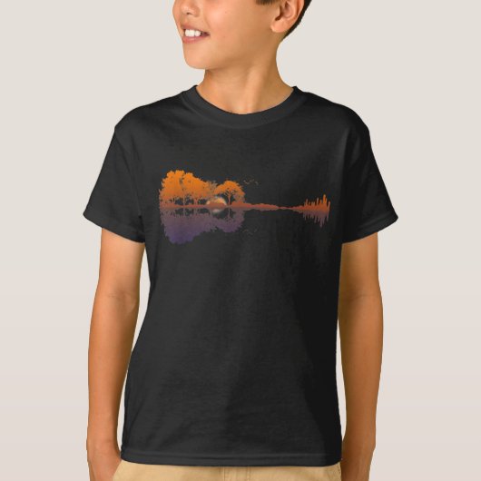 Guitar Lake Shadow Love Guitar Gift Music Lovers T-shirt (Voorkant)