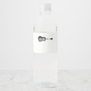Guitar Lake Shadow Love Guitar Gift Music Lovers Waterfles Etiket