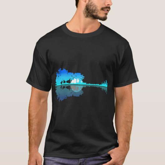 Guitar Lake Shadow Love Guitar Musician T-Shirt (Voorkant)