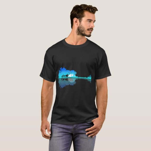 Guitar Lake Shadow Love Guitar Musician T-Shirt (Voorkant volledig)