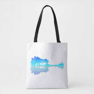 Guitar Lake Shadow Love Guitar Musician Tote Bag