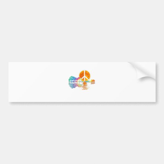Guitar Lake Shadow Peace Love Guitar Hippie Bumpersticker (Voorkant)